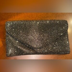 Jessica McClintock Black and Silver Rhinestone Clutch